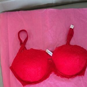 PINK Victoria's Secret Vibrant Red Lace Bra